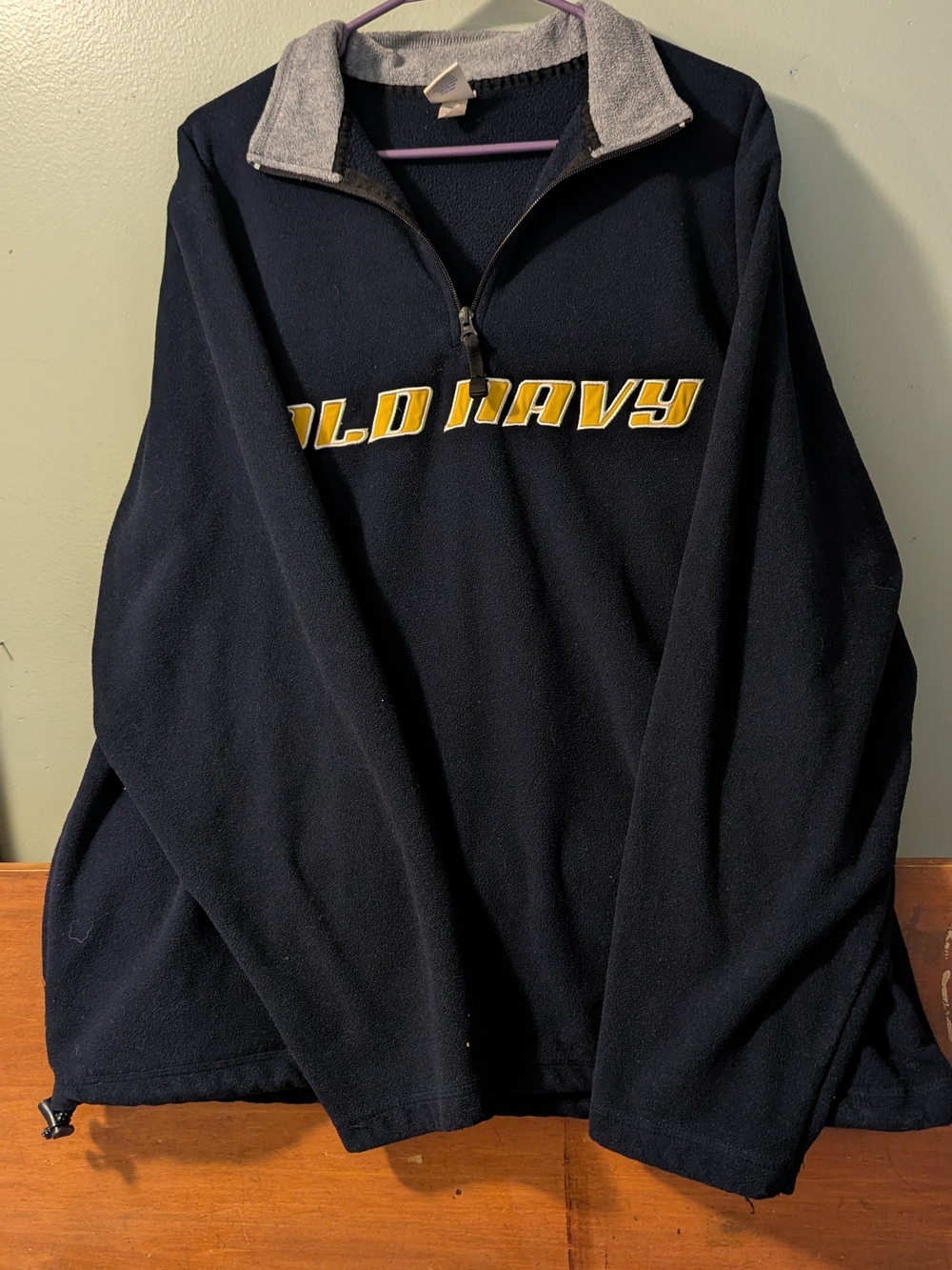 Old Navy Navy Fleece Quarter-Zip with Yellow Logo